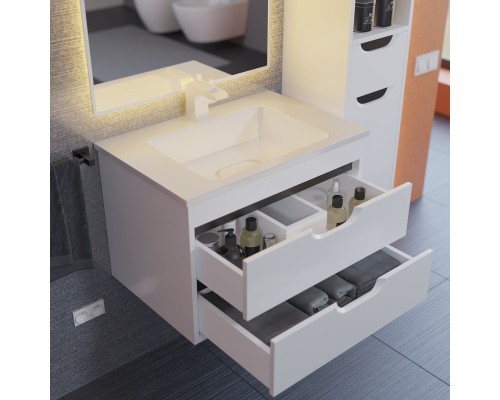 Тумба с раковиной подвесная Uperwood Modul 62х45х57 см, белая/графит