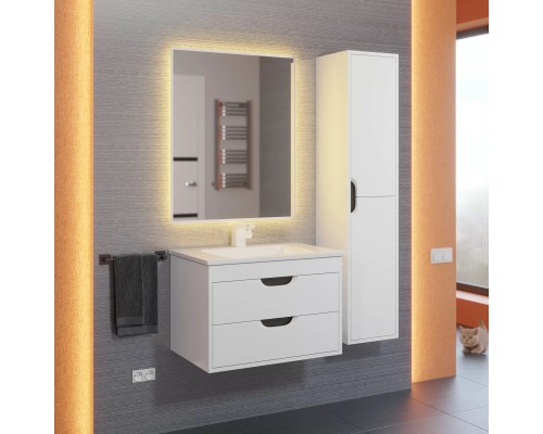 Тумба под раковину подвесная Uperwood Modul 61х44,4х55 см, белая/графит