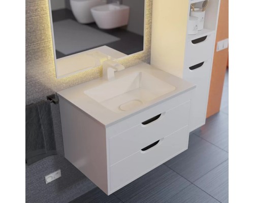 Тумба под раковину подвесная Uperwood Modul 61х44,4х55 см, белая/графит