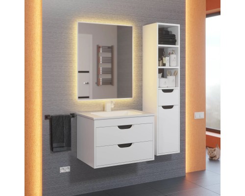 Тумба под раковину подвесная Uperwood Modul 61х44,4х55 см, белая/графит