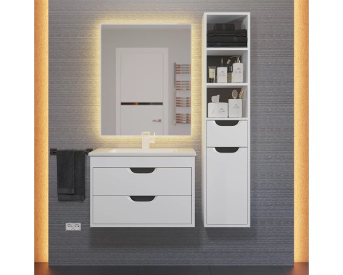 Тумба под раковину подвесная Uperwood Modul 61х44,4х55 см, белая/графит