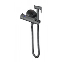 Смеситель с гигиеническим душем и термостатом встраиваемый Wonzon&Woghand, Темный графит