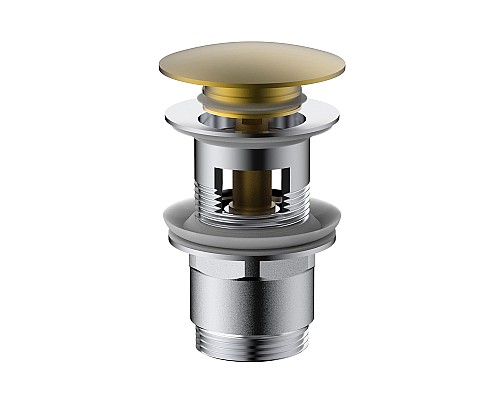 Донный клапан Vincea DPU-1B01BG клик-клак G1 1/4 с переливом брашированное золото Донный клапан Vincea DPU-1B01BG клик-клак G1 1/4 с переливом брашированное золото