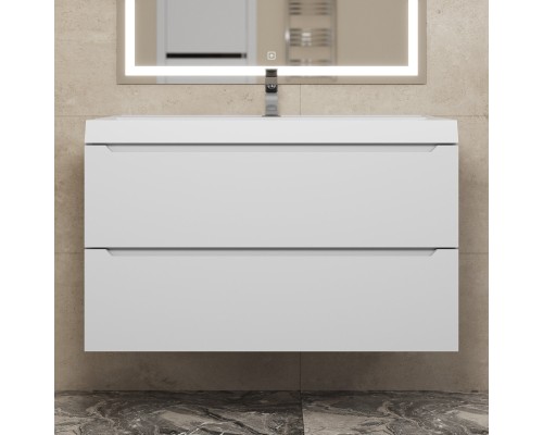 Раковина для ванной 90 см, Uperwood Classic New, белая глянцевая, с накладкой для слива