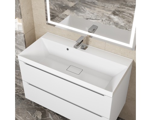 Раковина для ванной 90 см, Uperwood Classic New, белая глянцевая, с накладкой для слива