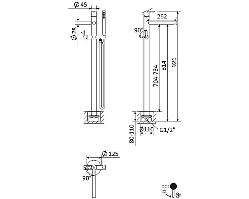 Смеситель для ванны Cezares Leaf LEAF-VDP-01 Хром