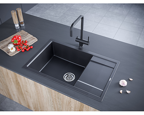 Кухонная мойка Paulmark Verlass PM317850-BL Черная Кухонная мойка Paulmark Verlass PM317850-BL Черная