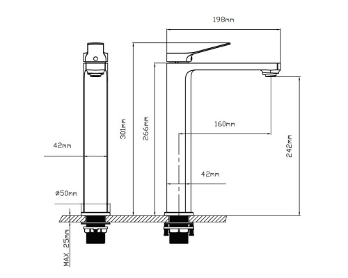 Смеситель для раковины Vincea Arco VBF-4AR02BG, брашированное золто