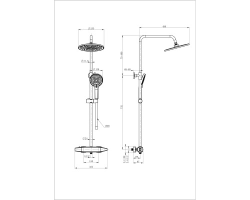 Душевая система с термостатом Wonzon&Woghand, Черный матовый