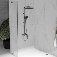 Душевая стойка Vincea Cube VSFS-4C12GM с изливом, вороненая сталь