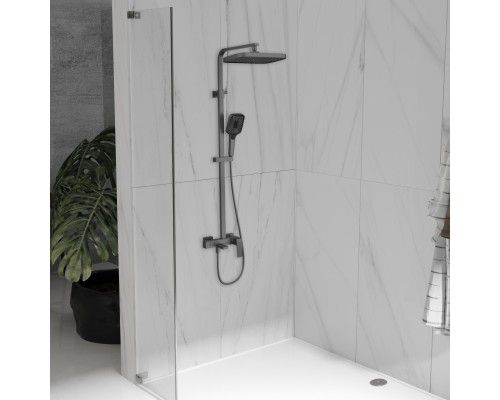 Душевая стойка Vincea Cube VSFS-4C12GM с изливом, вороненая сталь