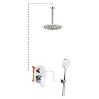 Душевая система ER217 AQG Beta, с верхним душем и потолочным кронштейном, хром