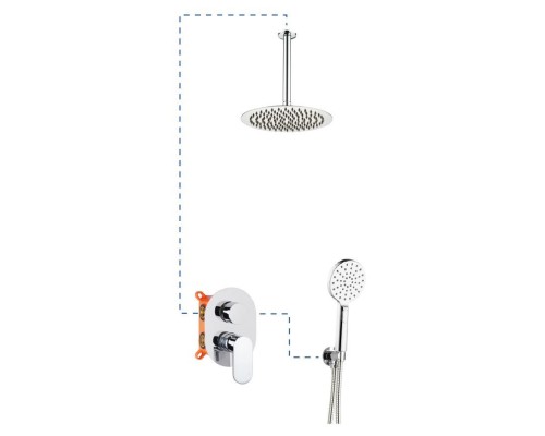 Душевая система ER217 AQG Beta, с верхним душем и потолочным кронштейном, хром