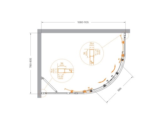 Душевой уголок Cezares Molveno 110x80 MOLVENO-RH-2-110/80-C-Cr-IV профиль Хром стекло прозрачное