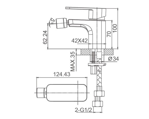 Смеситель для биде Wonzon&Woghand ARNIE, Черный матовый WW-695001-MB
