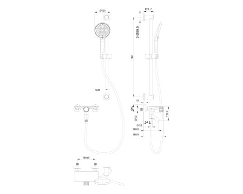 Смеситель для ванны с душевым гарнитуром Wonzon&Woghand, Хром