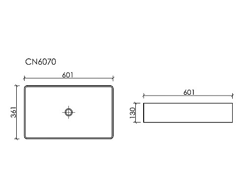 Раковина накладная Ceramicanova 601x361x130, черный матовый