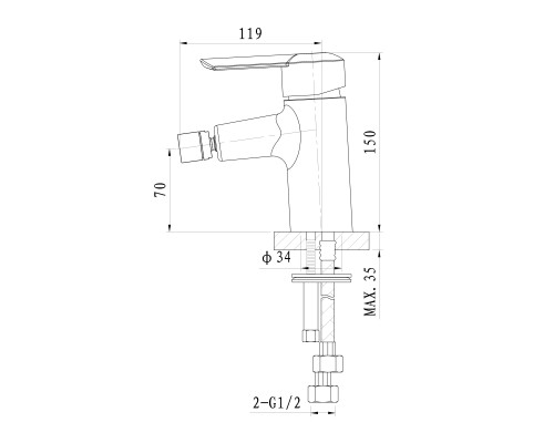 Смеситель для биде Wonzon&Woghand BAROQUE, Хром WW-195001-CR