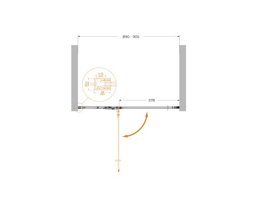 Душевая дверь Cezares Liner 90 L LINER-B-12-90-C-NERO-L профиль Черный матовый стекло прозрачное