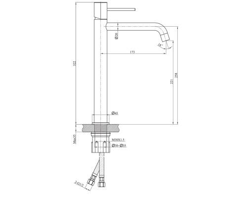 Смеситель для раковины Raiber premium, Graceful RP-002, хром