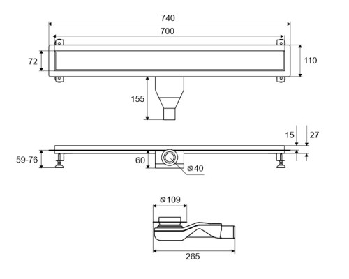 Душевой трап EXCELLENT Stilio Gold 70 решетка декоративная золото