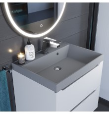 Раковина для ванной кварцевая Uperwood Classic Quartz 60х45х15 см, серая матовая, бетон