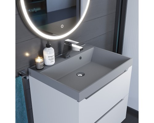 Раковина для ванной кварцевая Uperwood Classic Quartz 60х45х15 см, серая матовая, бетон