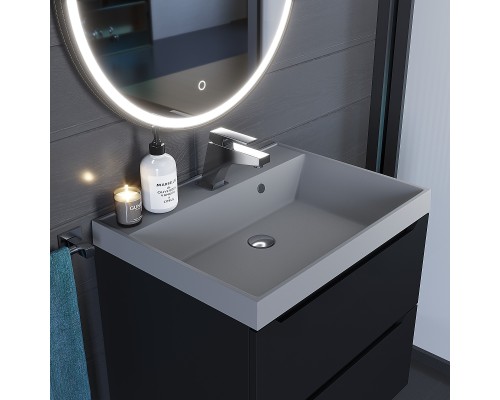 Раковина для ванной кварцевая Uperwood Classic Quartz 60х45х15 см, серая матовая, бетон