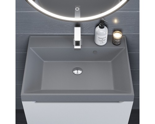 Раковина для ванной кварцевая Uperwood Classic Quartz 60х45х15 см, серая матовая, бетон