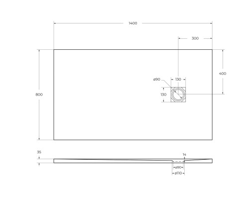 Душевой поддон из искусственного камня BelBagno Uno 140x80 Белый