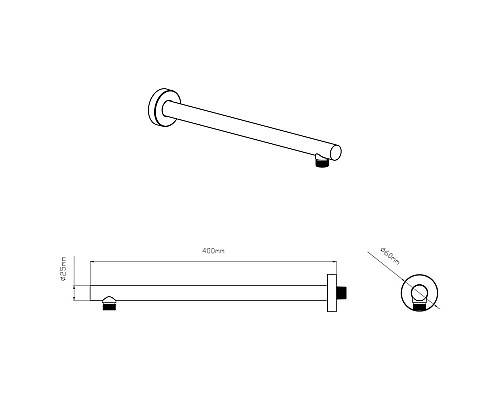 Верхний душ с держателем Vincea VSHD-42CGM вороненая сталь