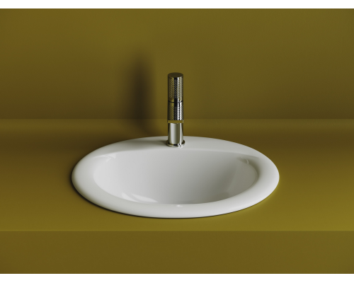 Раковина встраиваемая сверху Ceramicanova Звезда (Sun) овальная с переливом 515x455x200 мм цвет белый арт