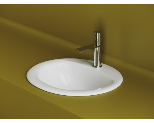 Раковина встраиваемая сверху Ceramicanova Звезда (Sun) овальная с переливом 515x455x200 мм цвет белый арт