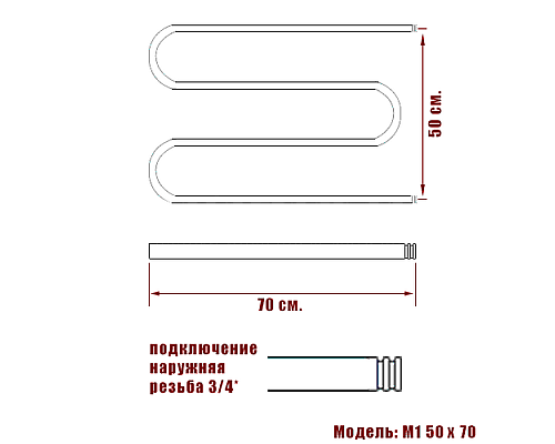 Полотенцесушитель Водяной Nika М1 3/4 50х70 1020-1796