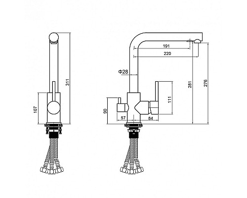 Смеситель для кухни c подключением фильтра питьевой воды Rimero RM4399MG Матовое золото