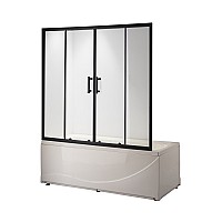 Душевая шторка на ванну Taliente 150x140см, раздвижная, прозр.стекло 6мм, черный профиль