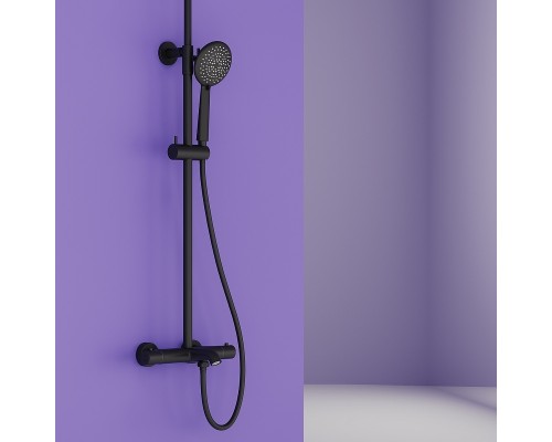 Душевая система Sancos Game SC3001MB с термостатом Черная матовая