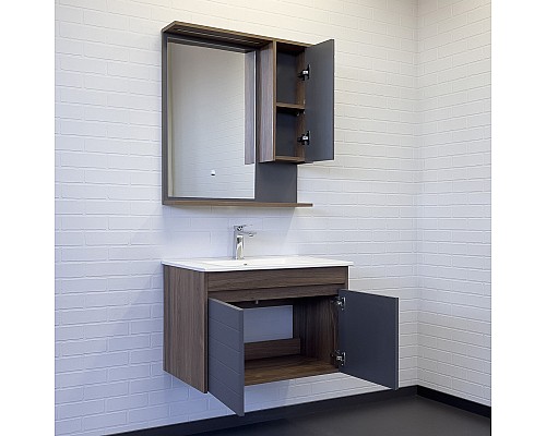 Тумба с раковиной Comforty Кемер-75 антрацит/дуб тёмно-коричневый Comforty 75E