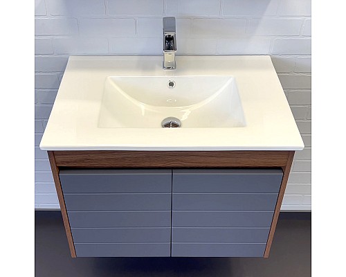 Тумба с раковиной Comforty Кемер-75 антрацит/дуб тёмно-коричневый Comforty 75E