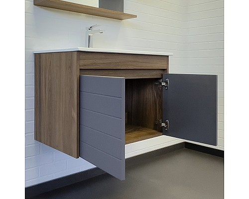 Тумба с раковиной Comforty Кемер-75 антрацит/дуб тёмно-коричневый Comforty 75E