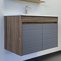 Тумба с раковиной Comforty Кемер-75 антрацит/дуб тёмно-коричневый Comforty 75E