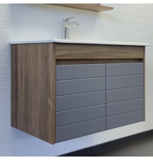 Тумба с раковиной Comforty Кемер-75 антрацит/дуб тёмно-коричневый Comforty 75E