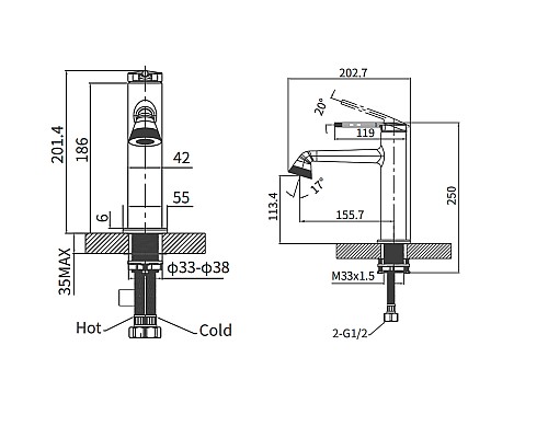 Смеситель на раковину Arrow AMP11855 хром