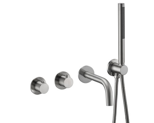 Смеситель термостатический для ванны встраиваемый Benesque Lumiere 11011902 никель брашированный