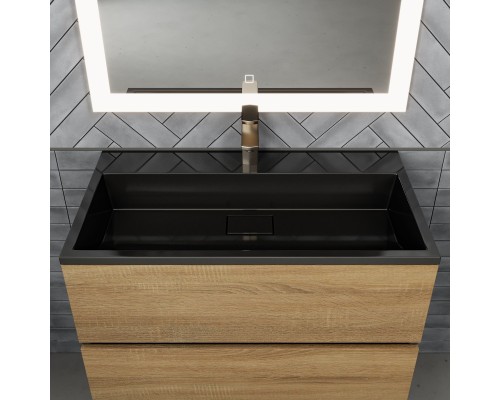 Раковина для ванной 80 см, Uperwood Barsa, черная глянцевая