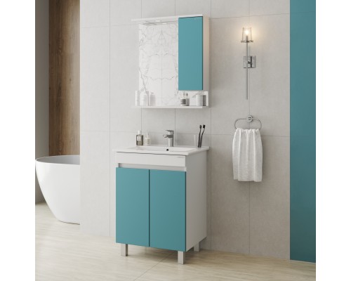 Шкаф-зеркало Onika Марви 60 бирюза, правый, с подсветкой