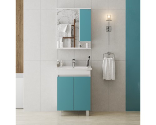 Шкаф-зеркало Onika Марви 60 бирюза, правый, с подсветкой