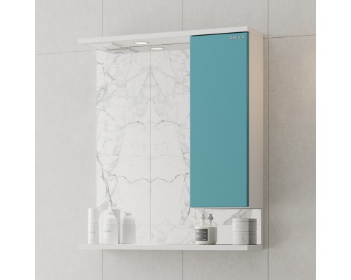 Шкаф-зеркало Onika Марви 60 бирюза, правый, с подсветкой