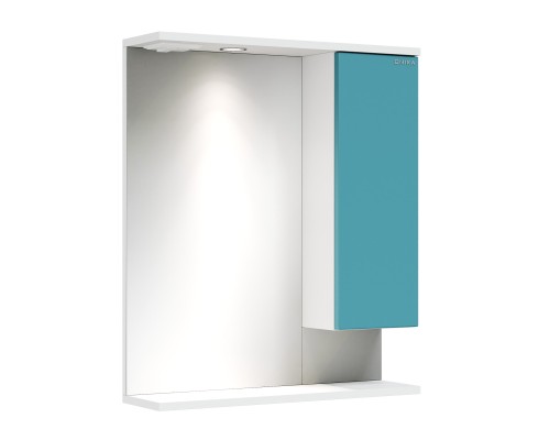 Шкаф-зеркало Onika Марви 60 бирюза, правый, с подсветкой
