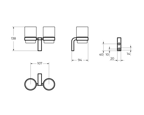 Стакан для зубных щеток Cezares Ultima CZR-F-8930A двойной Хром